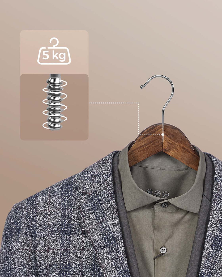 Wood Hangers – Maple Wood – Dark Walnut – 20-Pack with Shoulder Notches and Trousers Bar