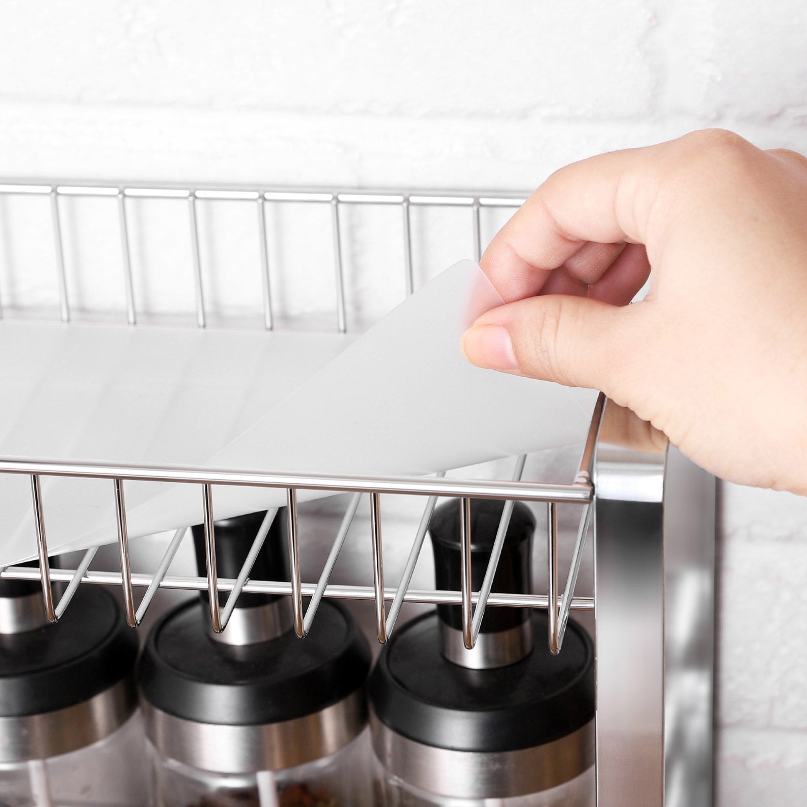Spice Rack Organizer – Metal – Silver – 2-Tier with Anti-Slip Feet and Plastic Shelf Liner