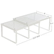 Set of 2 Cupboard Organisers – Metal – White – Stackable and Expandable Kitchen Storage Shelves