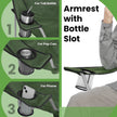 Camping Chairs Set of 2 – Metal – Olive Green – Folding with Armrests, 120 kg Capacity