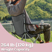 Camping Chairs Set of 2 – Metal – Olive Green – Folding with Armrests, 120 kg Capacity