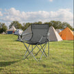 Camping Chairs Set of 2 – Metal – Olive Green – Folding with Armrests, 120 kg Capacity