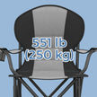 Folding Camping Chair – Heavy-Duty Metal – Grey and Black – Padded Seat with Cup Holder