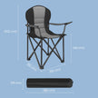 Folding Camping Chair – Heavy-Duty Metal – Grey and Black – Padded Seat with Cup Holder