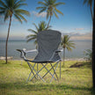 Set of 2 Folding Heavy-Duty Camping Chairs – Metal Frame – Slate Gray – Includes Cup Holder