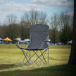 Set of 2 Folding Heavy-Duty Camping Chairs – Metal Frame – Slate Gray – Includes Cup Holder