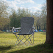 Set of 2 Folding Heavy-Duty Camping Chairs – Metal Frame – Slate Gray – Includes Cup Holder