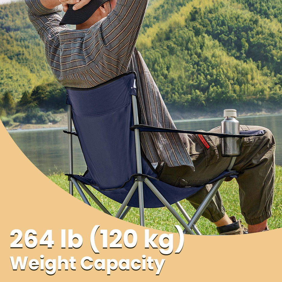 Set of 2 Outdoor Folding Camping Chairs – Metal – Black – Lightweight with Armrests, 120 kg Capacity