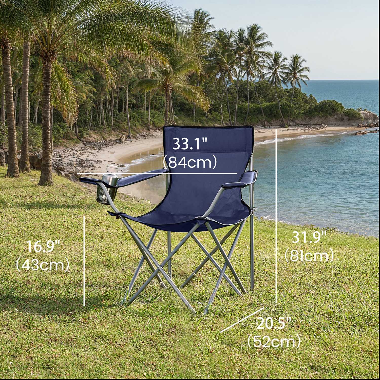 Set of 2 Outdoor Folding Camping Chairs – Metal – Black – Lightweight with Armrests, 120 kg Capacity
