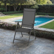 Folding Outdoor Chair – Fabric – Grey – 8-Angle Reclining Back, Max. Capacity 150 kg