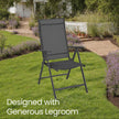 Folding Outdoor Chair – Fabric – Grey – 8-Angle Reclining Back, Max. Capacity 150 kg