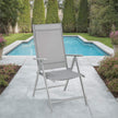 Folding Outdoor Chair – Fabric – Grey – 8-Angle Reclining Back, Max. Capacity 150 kg