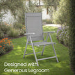 Folding Outdoor Chair – Fabric – Grey – 8-Angle Reclining Back, Max. Capacity 150 kg