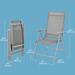 Folding Outdoor Chair – Fabric – Grey – 8-Angle Reclining Back, Max. Capacity 150 kg