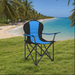 Folding Camping Chair – Heavy-Duty Metal – Grey and Black – Padded Seat with Cup Holder
