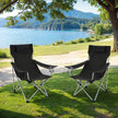 Folding Camping Chair – Metal Frame – Black – with Armrests, Headrest, and Cup Holder