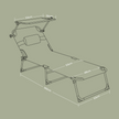 Sun Lounger – Fabric – Taupe – Adjustable Backrest with Sunshade