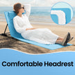 Set of 2 Folding Beach Sunloungers – Lightweight Fabric – Slate Grey – Reclining Backrest, Portable Design