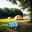 Picnic Blanket – Waterproof Material – Green and Blue – Large Foldable Mat with Windproof Pegs