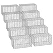 Gabions – Metal – Silver – Set of 10 with 5 x 10 cm Mesh for Garden Fence Wall Partition