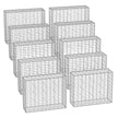 Metal Gabion Cage Basket – Galvanized Steel – Silver – Set of 10 with 10 x 5 cm Mesh Size