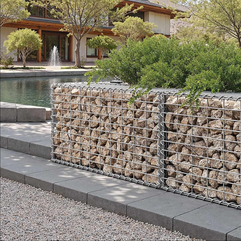 Gabion Basket – Metal – Silver – Garden Fence Wall Partition, 100 x 50 x 30 cm