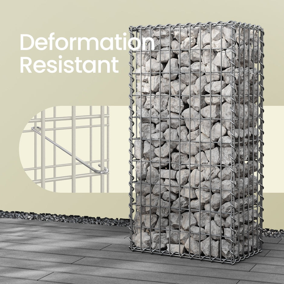 Gabion Basket – Metal – Silver – Garden Fence Wall Partition, 100 x 50 x 30 cm