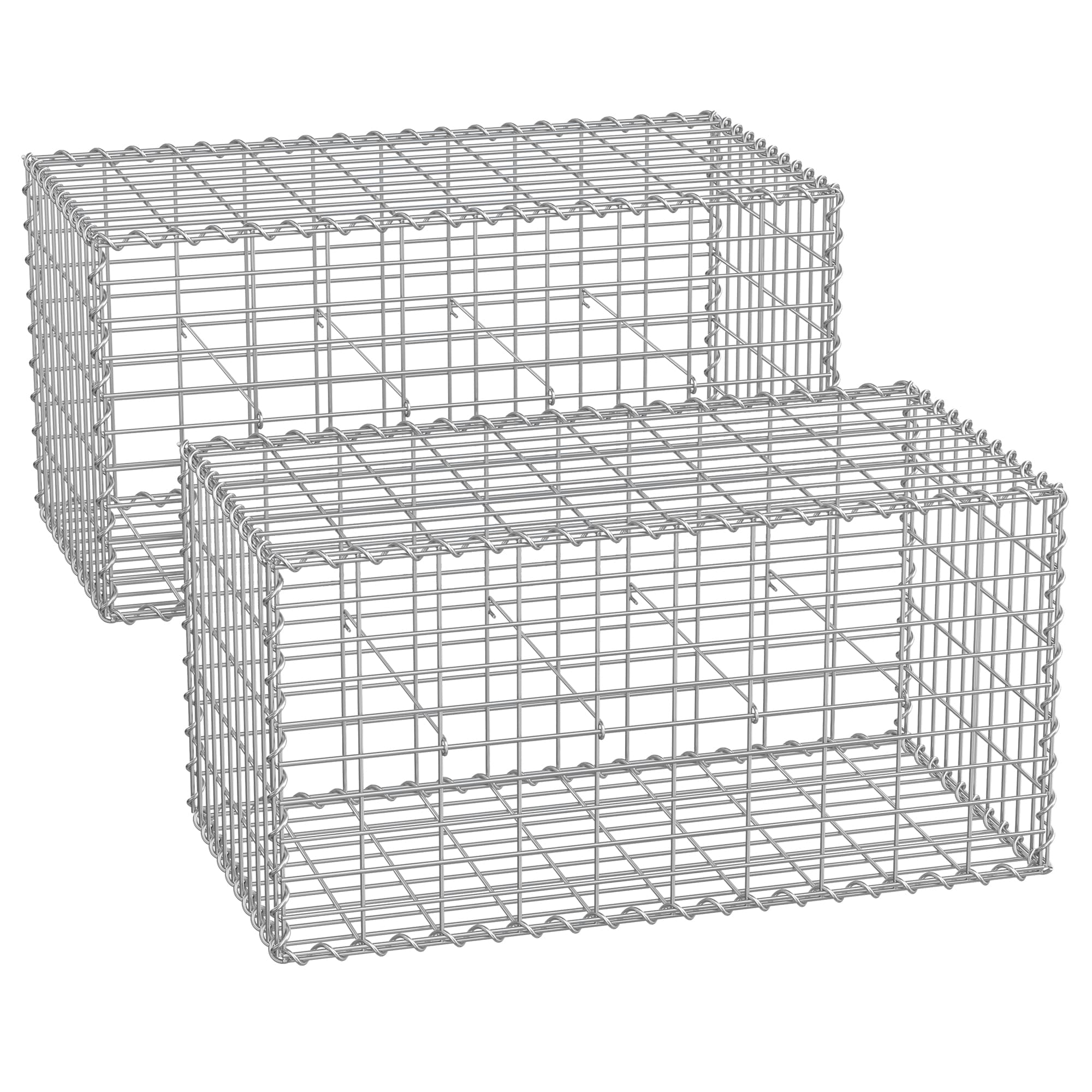 Metal Gabion Cage – Steel – Silver – 100 x 50 x 50 cm with 5 x 10 cm Mesh for Garden Use