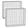 Metal Gabion Cage Basket – Silver – Set of 2, 100 x 95 x 30 cm for Stones and Garden Fence Wall Partition