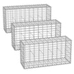 Gabion Basket – Metal – Silver – Set of 3 with Mesh for Garden Wall Partition