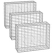 Metal Gabion Cage Basket – Galvanized Steel – 100 x 80 x 30 cm – Set of 3 with 10 x 5 cm Mesh for Stones