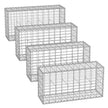 Metal Gabion Basket – Wire Mesh – Silver – Set of 4 for Garden Fence Wall Partition