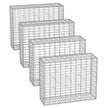 Metal Gabion Cage Basket – Galvanized Steel – 100 x 80 x 30 cm – Set of 4 with 5 x 10 cm Mesh