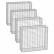 Gabion Baskets – Metal – Silver – Set of 4 with 5 x 10 cm Mesh for Stones and Garden Fencing