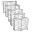 Metal Gabion Cage Basket – Galvanized Steel – 100 x 80 x 30 cm – Set of 5 with 5 x 10 cm Mesh for Stones