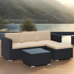 Garden Furniture Set – Handwoven PE Rattan – Brown and Taupe – Outdoor Sofa with Glass Table and Cushions