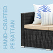 Garden Furniture Set – Handwoven PE Rattan – Brown and Taupe – Outdoor Sofa with Glass Table and Cushions