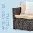 Garden Furniture Set – Handwoven PE Rattan – Brown and Taupe – Outdoor Sofa with Glass Table and Cushions