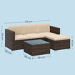 Garden Furniture Set – Handwoven PE Rattan – Brown and Taupe – Outdoor Sofa with Glass Table and Cushions