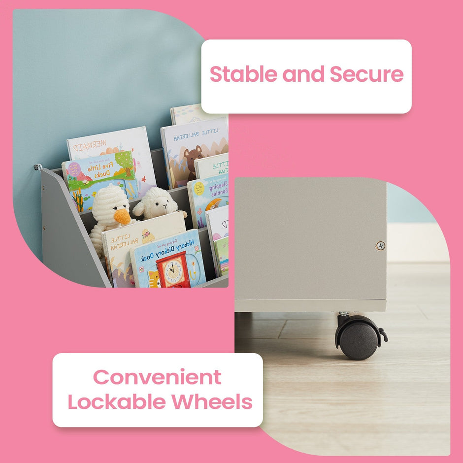 Toy Storage Rack – Wood – Multicolor – 3 Shelves with Wheels for Children's Room and Playroom