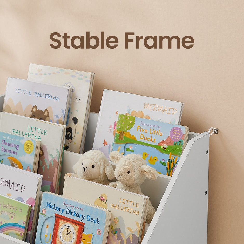 Toy Storage Rack – Wood – Multicolor – 3 Shelves with Wheels for Children's Room and Playroom