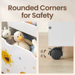 Toy Storage Rack – Wood – White – 3 Shelves with Removable Storage Box and Wheels