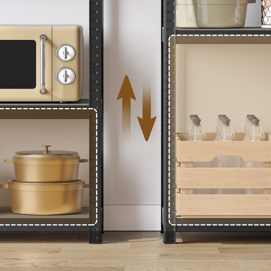 5-Tier Storage Shelving Unit – Metal – Brown and Black – Adjustable Shelves, Industrial Design, 650 kg Capacity