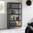 5-Tier Shelving Unit – Metal – Silver/Greige and Black/Rustic Brown – Adjustable Shelves, 650 kg Capacity