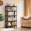 5-Tier Shelving Unit – Metal – Silver/Greige and Black/Rustic Brown – Adjustable Shelves, 650 kg Capacity