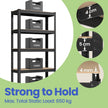 5-Tier Shelving Unit – Steel – Silver/Greige and Black/Rustic Brown – Adjustable Shelves with 650 kg Load Capacity