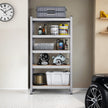 5-Tier Shelving Unit – Metal – Silver/Greige and Black/Rustic Brown – Adjustable Shelves, 650 kg Capacity