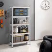 5-Tier Shelving Unit – Metal – Silver/Greige and Black/Rustic Brown – Adjustable Shelves, 650 kg Capacity