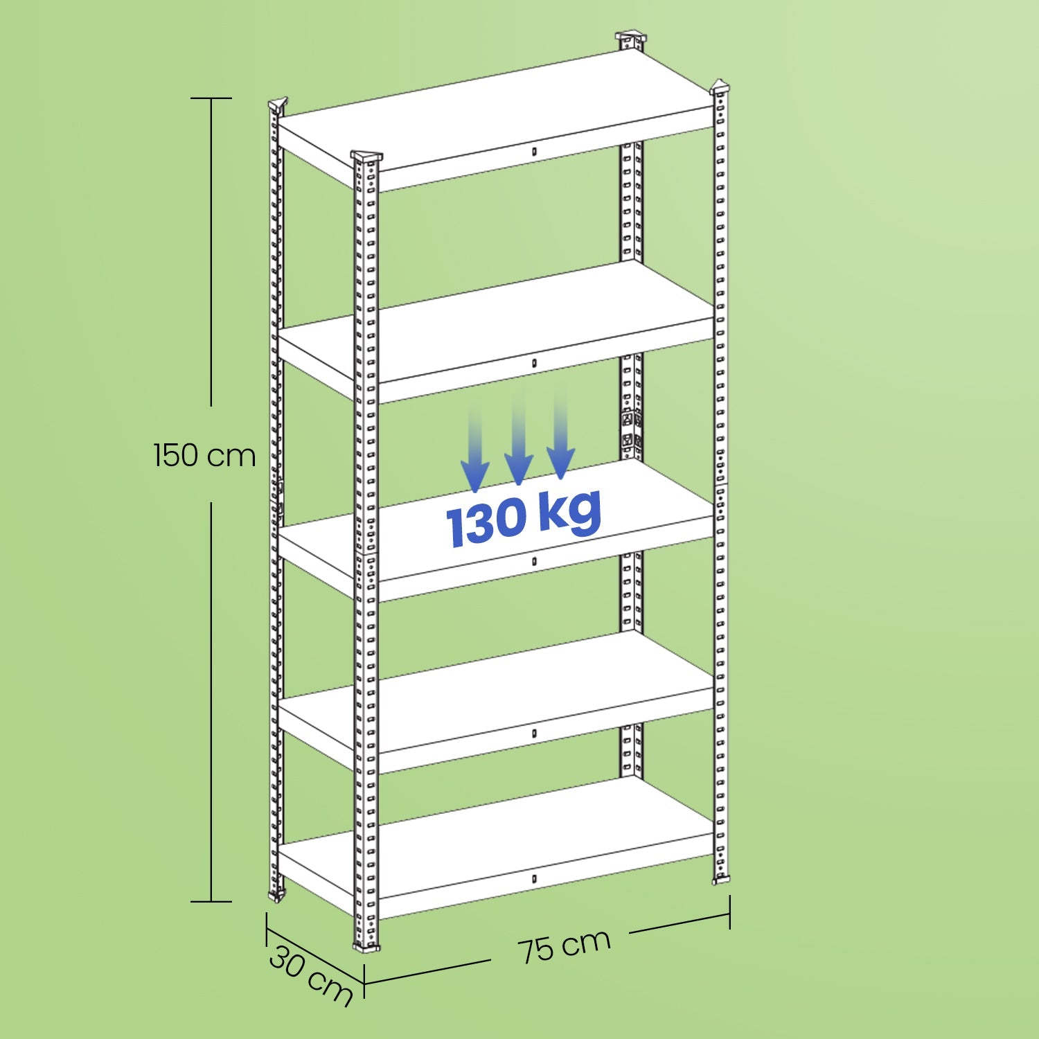 5-Tier Shelving Unit – Steel – Silver/Greige and Black/Rustic Brown – Adjustable Shelves with 650 kg Load Capacity