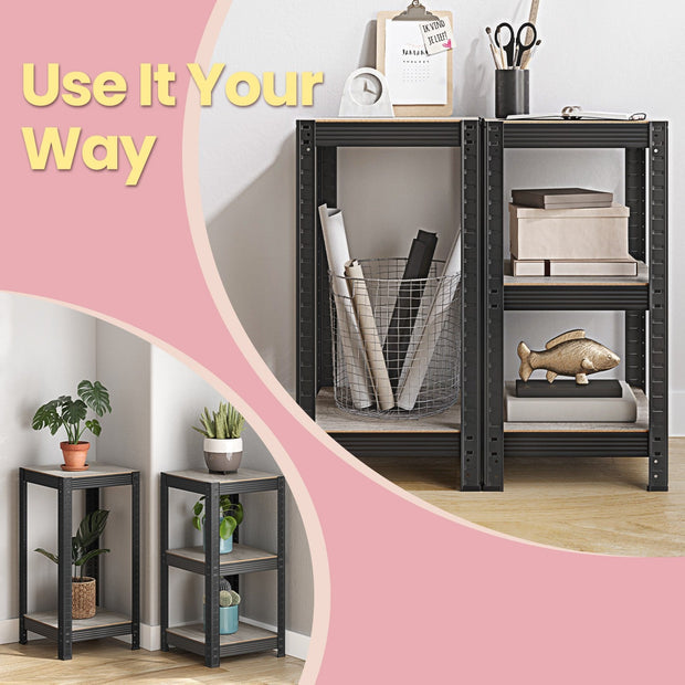 5-Tier Storage Shelf – Wood and Metal – Rustic Brown and Black – Adjustable and Heavy Duty